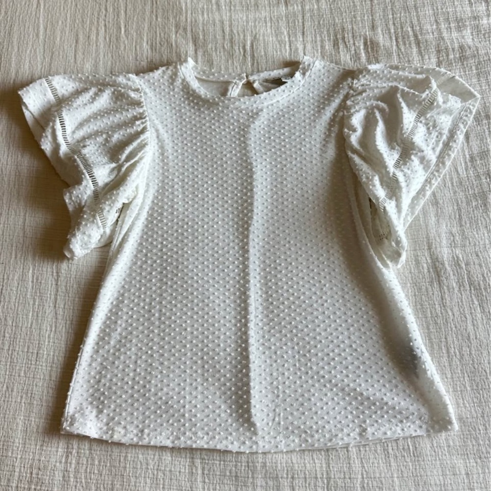 White Textured Women's Top